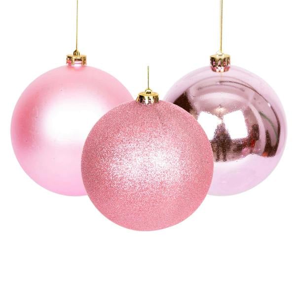 Shatchi 15cm 3 Pack Pale Pink Shatterproof Christmas Baubles for Tree, Garland and Home Decor
