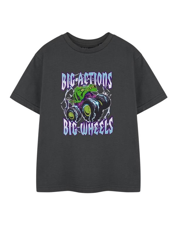 Hot Wheels Boys Grey Big Action Short Sleeved T-Shirt
