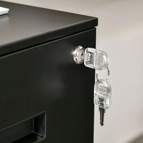 Bobobiy Metal Mobile File Cabinet with Wheels, Lockable 2 Drawer Filing Cabinet for A4, 39 x 48 x 67cm, Black