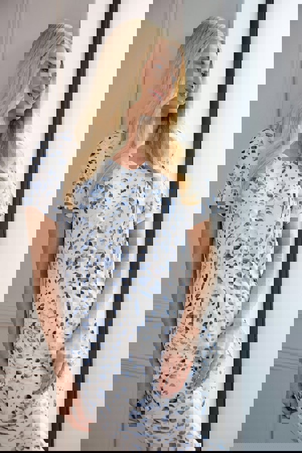 Camille Blue Leopard Lightweight Printed Short Sleeved Pyjama Set