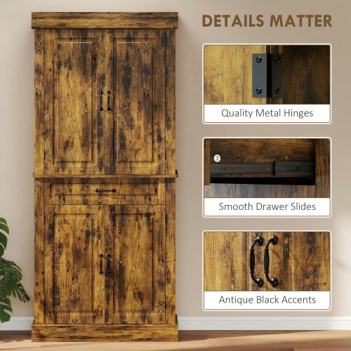 Wyld Haus Zirolu 180cm Wooden Brown Tall Kitchen Pantry Cabinet with Drawer And Storage Shelves