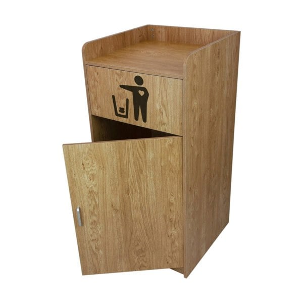 Monstershop Light Oak Wooden Litter Bin & Tray Stand