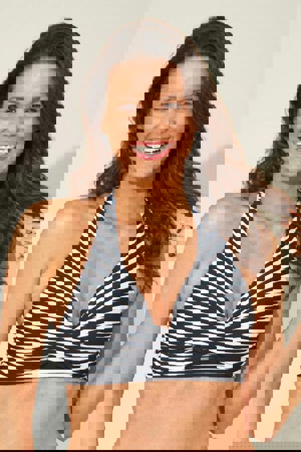 Stripe Print Cross Over Binkini Top