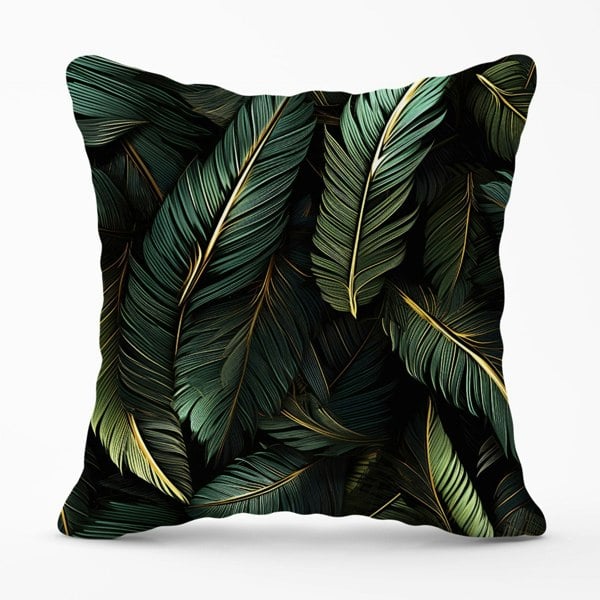 Warren Reed Green and Gold Leaves Outdoor Cushion