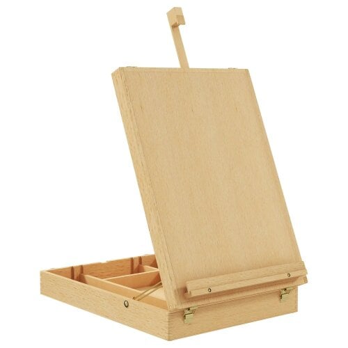 Bobobiy Wooden Table Easel Box Hold Canvas up to 61cm, Portable Folding Artist Drawing & Sketching Board for Adults