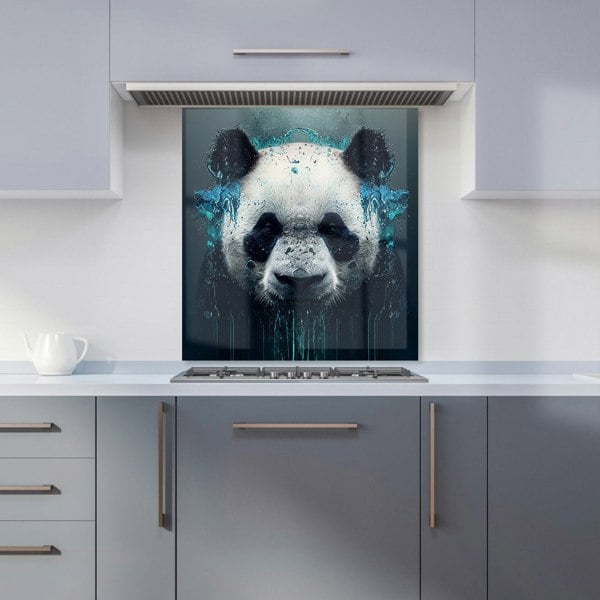 Warren Reed - Designer Panda Face Splashart Dark Background Kitchen Splashback