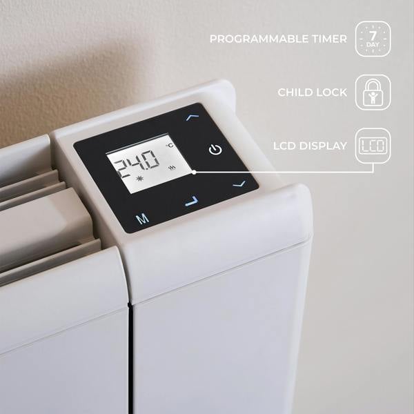 Adam Samson 2000W Dual Heating Electric Radiator in White with Smart WiFi Control