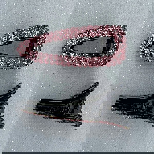 pink sparkly crystal hair clips, pink hair clips, elegant crystal embellished hair accessories, vintage inspired pink hairpieces, decorative hair slides, statement hair clips for women, feminine pink hair accessories, festive hair clips
