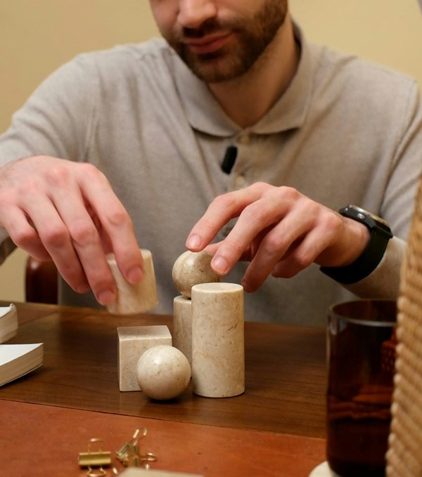 Coastal villa Homeware Marble Desk Accessories - Natural Stone Desk Accent & Sensory Sculptures