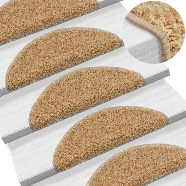 Berkfield Stair Mats 10 pcs 56x17x3 cm Cream