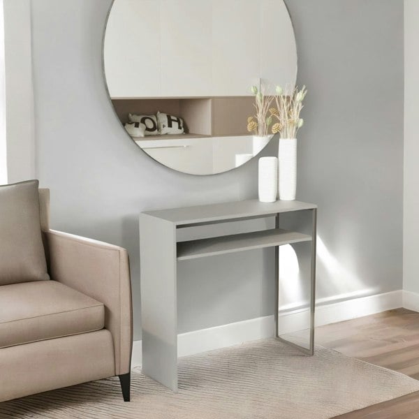 Rafaelo Mobilia 2 Tier Hallway Console Table With Steel Frame Grey