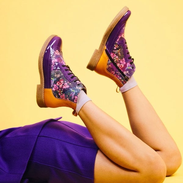 Embassy London Hatter - Purple & Hummingbird - Women's Leather Ankle Lace-up Boot