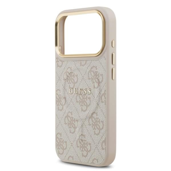 Guess PU Leather 4G Gold Frame Case with MagSafe for iPhone 17 Pro 6.3" Pink - GUHMP17LP4MSEGCW