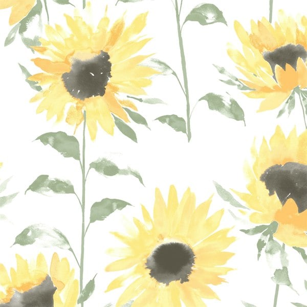 Catherine Lansfield Painted Sunflower Yellow Straight Match Wallpaper