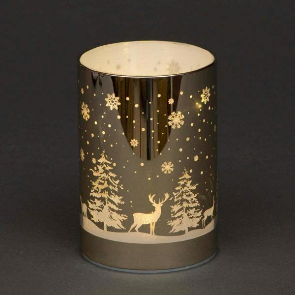 13cm Christmas Decorated Vase Table Lamp with Forest Scene, Warm White LED Indoor Decoration image 1