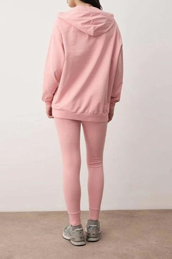 WOVCOR 3-Piece Hooded Knitted Leggings Top and Bottom Set
