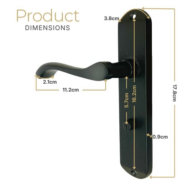 EDH Door Hardware Cadenza Modern Matt Black Scroll Door Handles Bathroom Lock Handle 178mm x 40mm