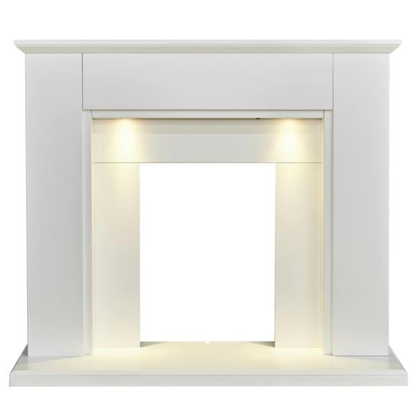 Adam Eltham Fireplace in Pure White with Downlights, 45 Inch