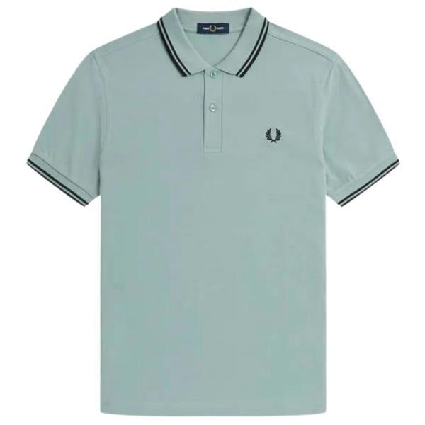 Fred Perry Mens Double Tipped Collar Polo Shirt - Light Blue - 