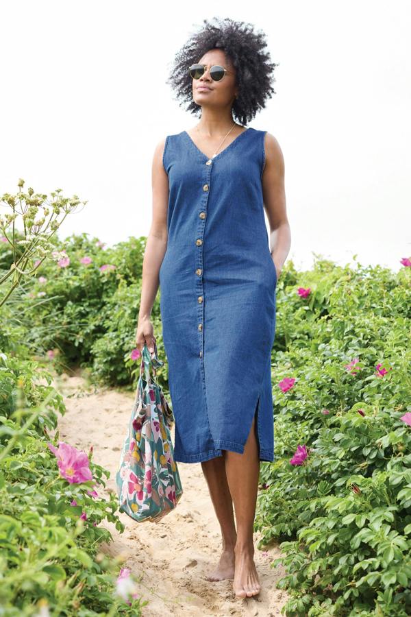 Lily & Me Erica Button Through Denim Midi Dress