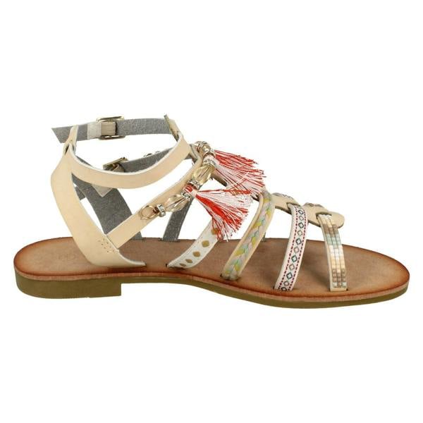 Savannah Ladies Savannah Flat Strappy Beaded Sandals
