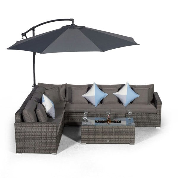 Giardino Havana 6 Seat Rattan Corner Sofa Set with Drinks Cooler Coffee Table