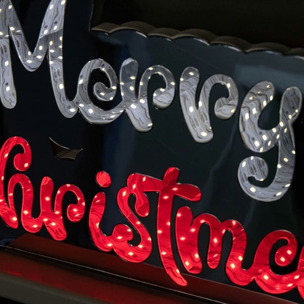 Samuel Alexander 32cm Infinity Merry Christmas on Wooden Base with Red and White LEDs