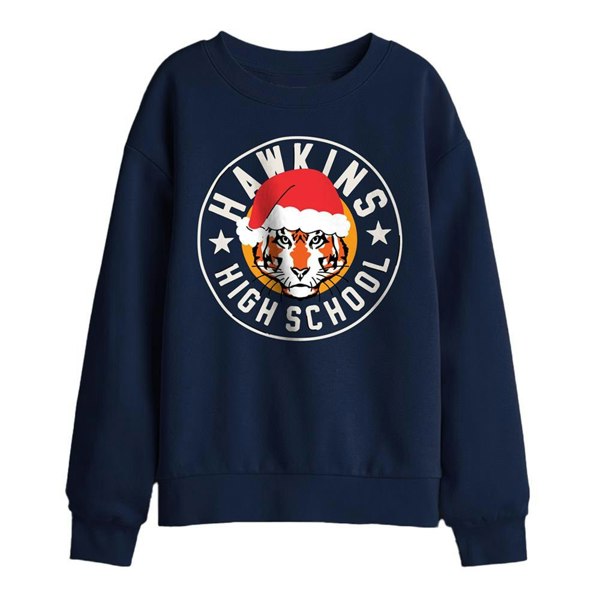 Stranger Things Kids Hawkins Badge Christmas Sweatshirt - Navy