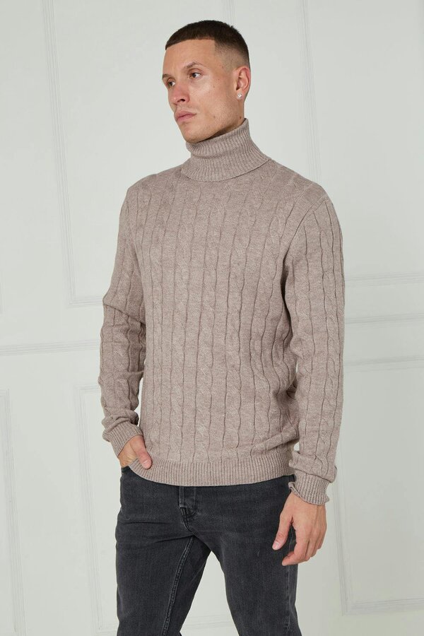 Men’s Cable Knit Turtleneck Jumper