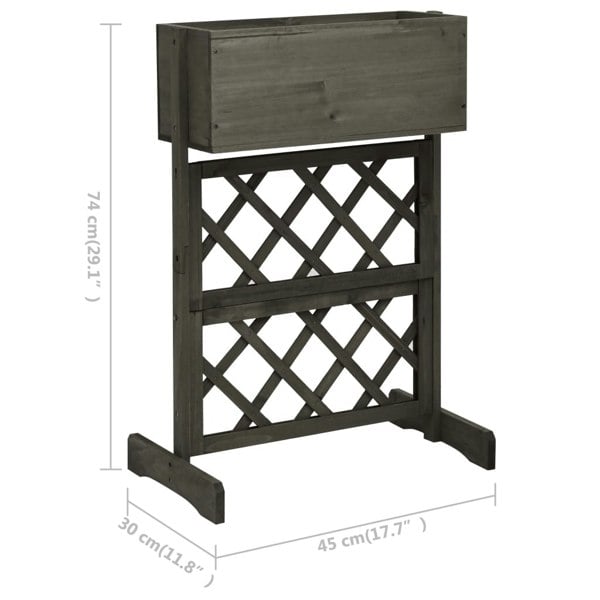 Berkfield Garden Trellis Planter Grey 45x30x74 cm Solid Firwood