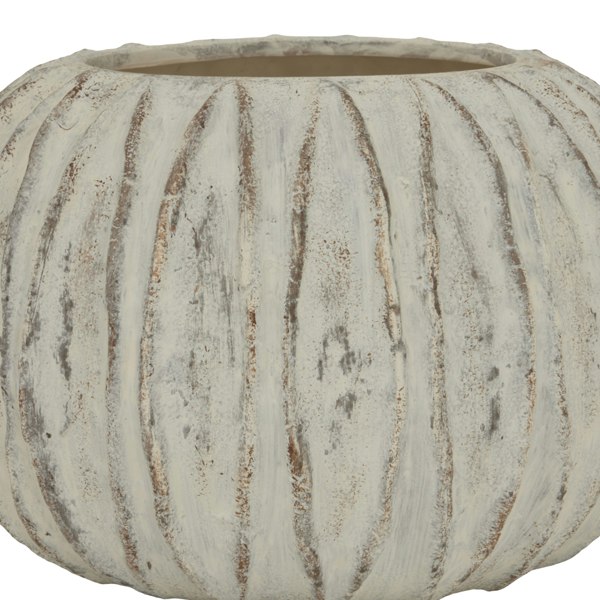 Hill Interiors Lorenzo Rotund Fin Vase - White/Grey Wash