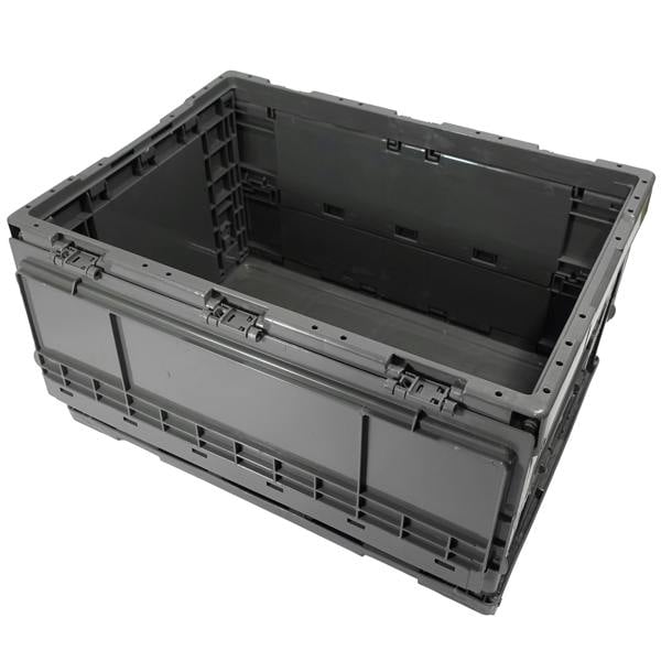 Goode Leisure Stackable Folding Storage Box with Lid & Side Access Dark Grey 41cm