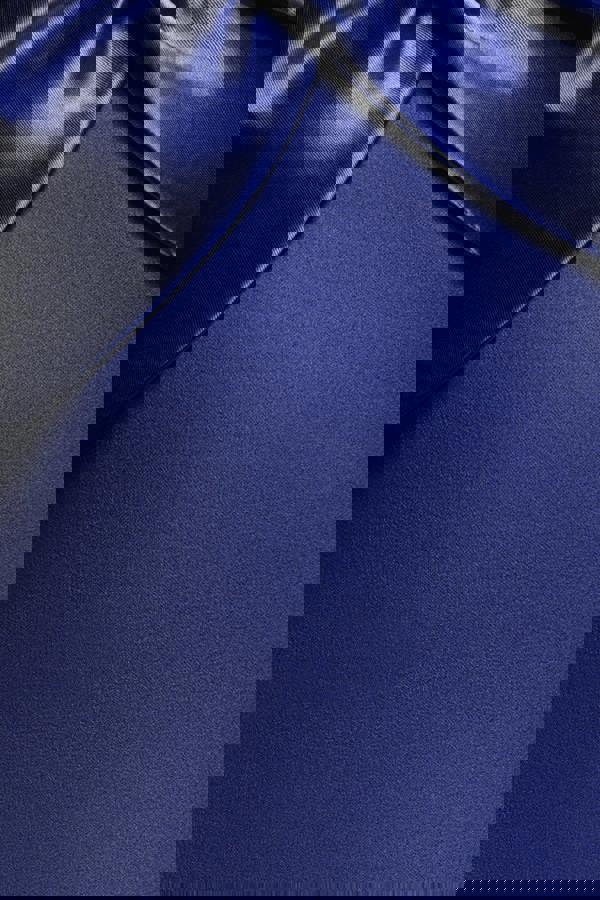 Twist Knot Satin & Scuba Bardot Maxi Dress - Navy Blue DR4575