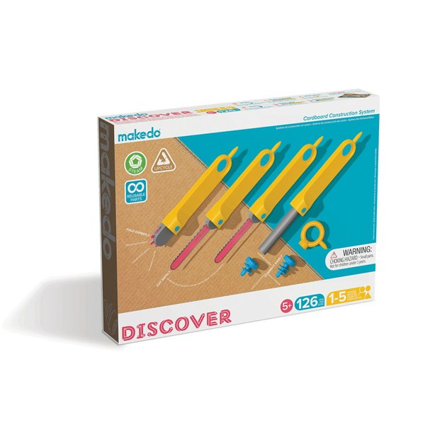 Makedo Discover Cardboard Construction Set 126 Pieces - Suitable For 1-5 Makers