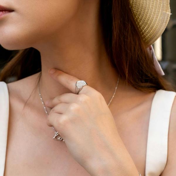 Spero London Sterling Silver Pave Heart Signet Ring