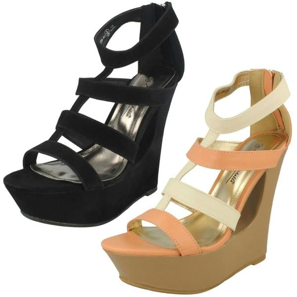 Anne Michelle Ladies Anne Michelle Cut Out Wedge T-Bar Sandals