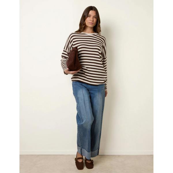 Blue Vanilla Cut and Sew Knit Stripe Top
