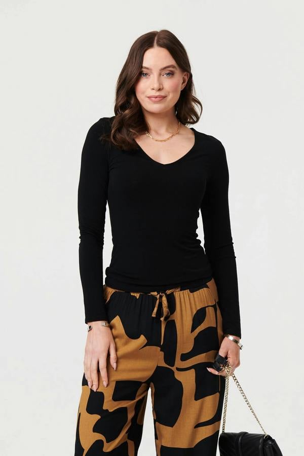 Brown | Abstract Drawstring Waist Wide Trousers