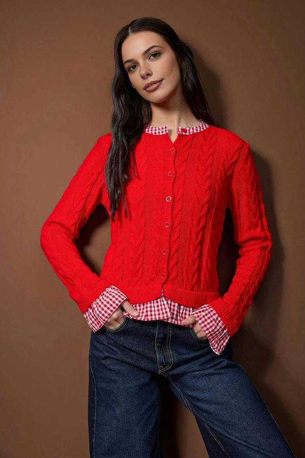WOVCOR Garni Collar Detailed Knitwear Cardigan