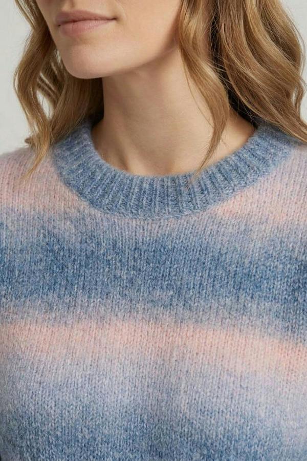 Blue | Striped Textured Relaxed Jumper