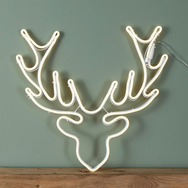 Samuel Alexander 58cm Light up Neon Flex Christmas Reindeer Head with Warm White LEDs