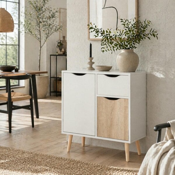 Wyld Haus Roke Levi Natural Brown Wood Sideboard Storage Drawer And 2 Doors
