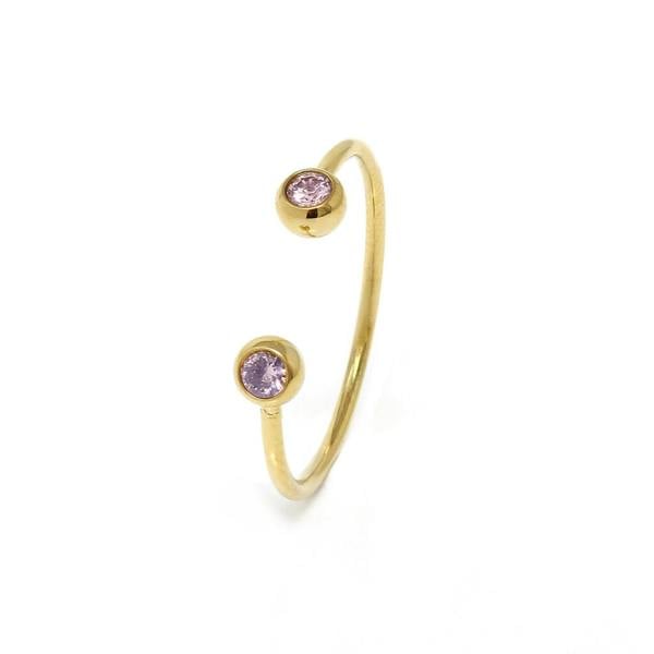 Say It With Dainty Bezel Ring Stainless Steel Yellow - Pink