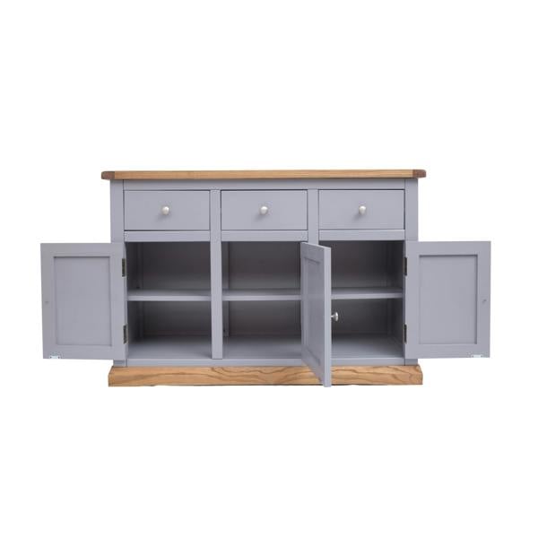 Cabinet Bits Biccari Grey 3 Drawer 3 Door Sideboard Chrome Knob