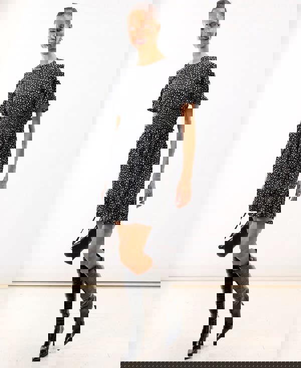 Mono Heart Shirred Waist Mini Dress