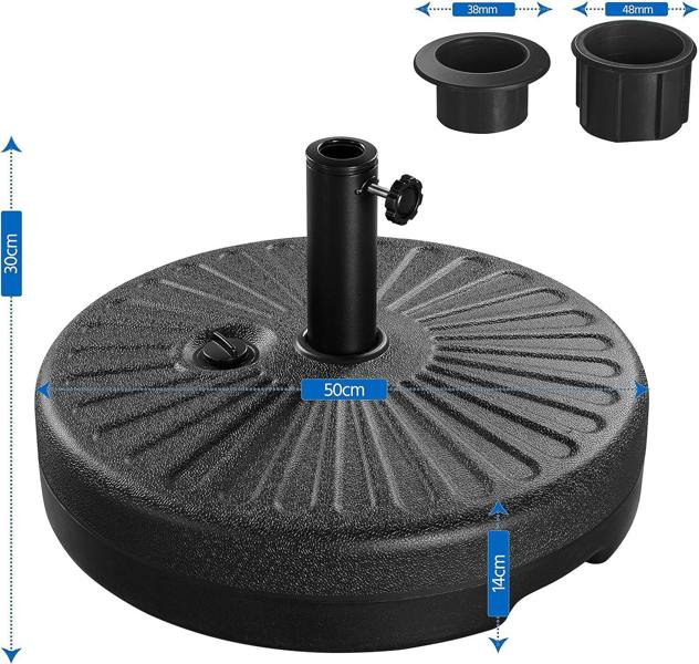 35kg Heavy Duty Water Sand Fillable Parasol Base Stand Fits 38mm/48mm Parasol Poles image 6