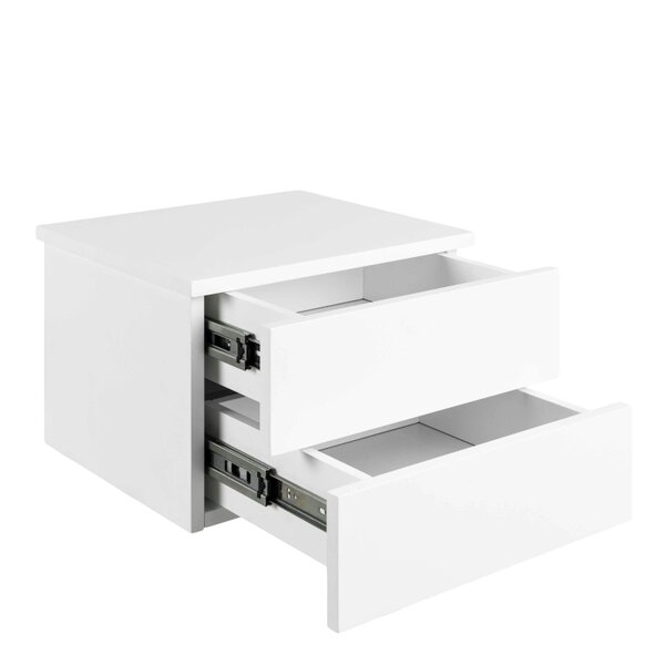 Wyld Haus Rome Matt White Wooden Bedside Table 2 Drawers