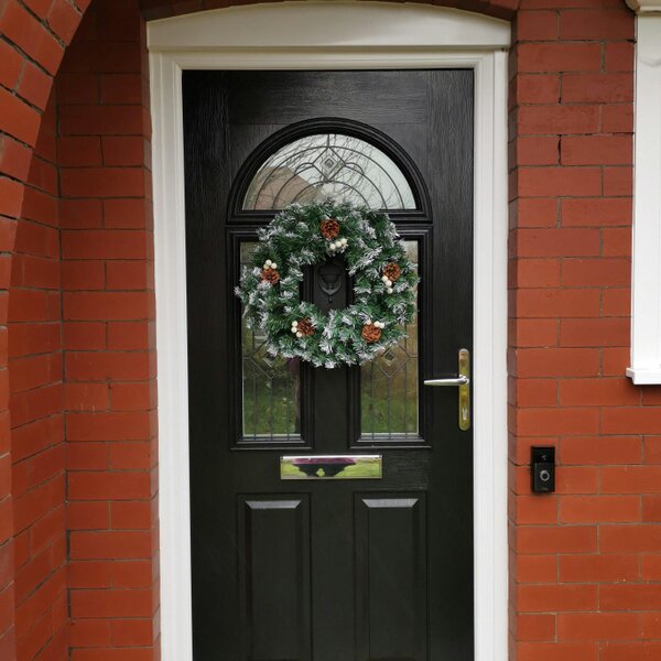 Samuel Alexander 40cm Snow Tips Christmas Door Wreath for Indoor / Outdoor