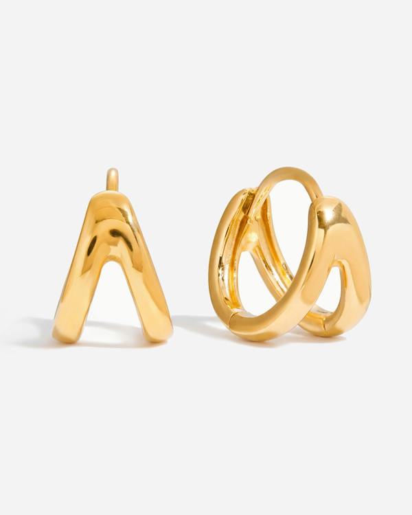 Elk & Bloom 14k Gold Double Wave Huggie Hoops