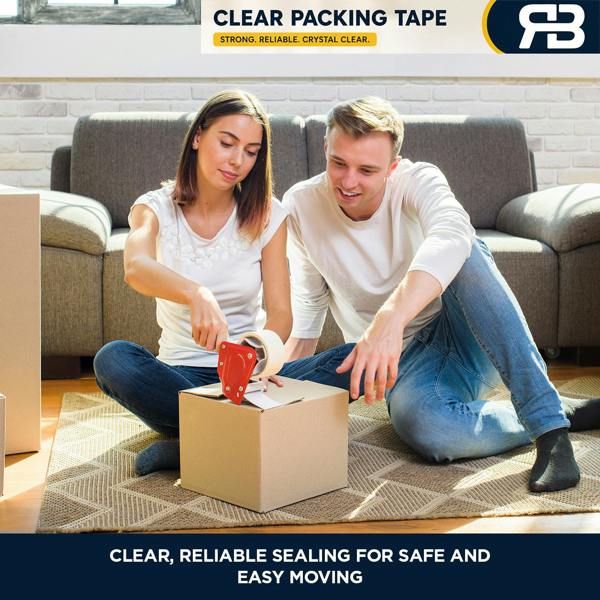 RexBrown Packing Tape 48mm x 66m Clear Brown Fragile Parcel Box Tape 12, 24 or  48 Rolls